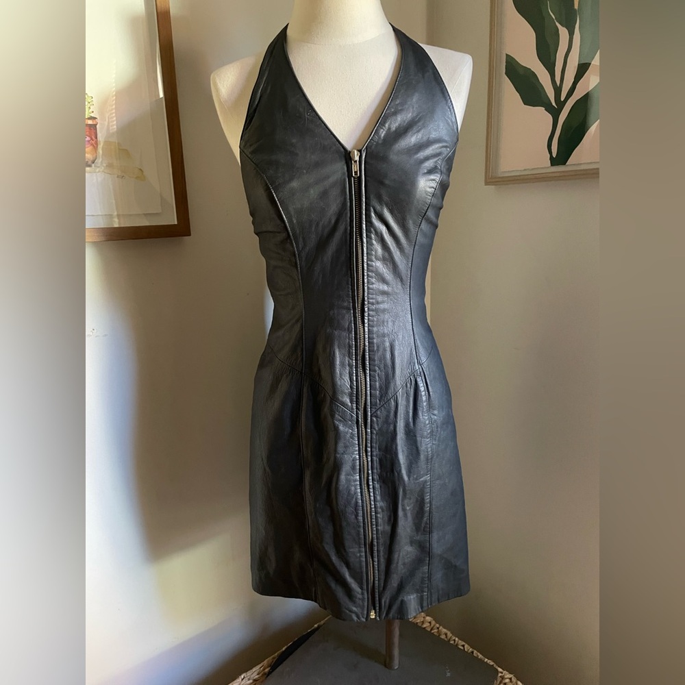 Wilsons Leather Genuine Leather Halter Zip Dress – Size S